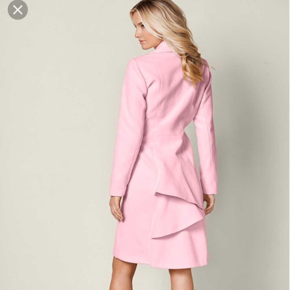 Venus Women’s Pink ruffled back Pea Coat